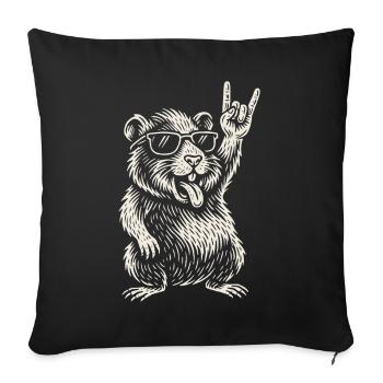 Guinea Pig Rock Music Funny Heavy Metal Retro - Sofa pillowcase 17,3'' x 17,3'' (45 x 45 cm) - black - Front