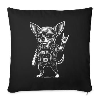 Métal Chihuahua Chien Rock Musique Drôle Heavy Metal - Housse de coussin décorative 45 x 45 cm - noir - Devant