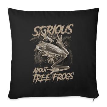 Sérieux au sujet des grenouilles arboricoles aux yeux rouges Gardien d’amphibiens - Housse de coussin décorative 45 x 45 cm - noir - Devant
