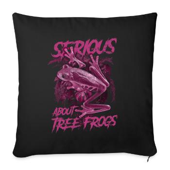 Sérieux au sujet des grenouilles arboricoles aux yeux rouges Gardien d’amphibiens - Housse de coussin décorative 45 x 45 cm - noir - Devant