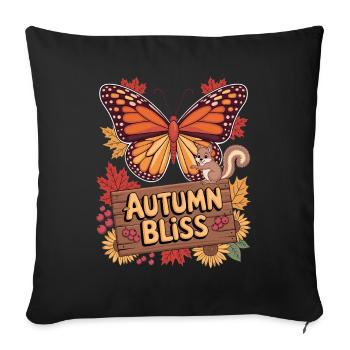 Autumn Joy Butterfly Squirrel and - Sofa pillowcase 17,3'' x 17,3'' (45 x 45 cm) - black - Front