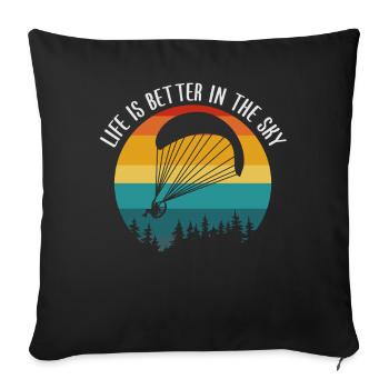 Pilote de paramoteur – Aventure dans le ciel - Housse de coussin décorative 45 x 45 cm - noir - Devant