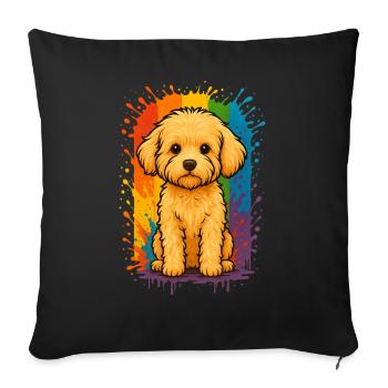Maltipoo in a rain of colours – rainbow statement - Sofa pillowcase 17,3'' x 17,3'' (45 x 45 cm) - black - Front