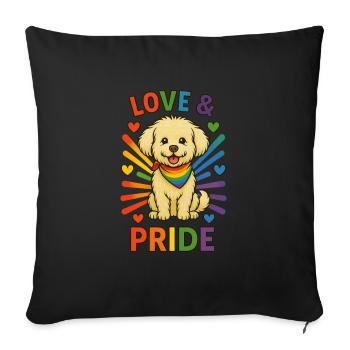 Love & Pride – Maltipoo avec cœur arc-en-ciel - Housse de coussin décorative 45 x 45 cm - noir - Devant