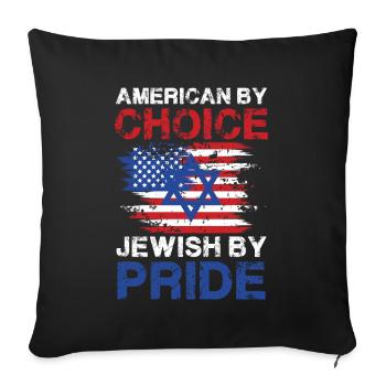 Américain Par choix Juif Par Fierté Drapeau Design - Housse de coussin décorative 45 x 45 cm - noir - Devant