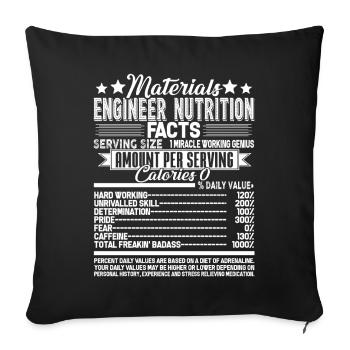Materials Engineer Nutrition Facts - Sofa pillowcase 17,3'' x 17,3'' (45 x 45 cm) - black - Front