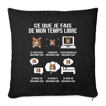 Ce que je fais de mon temps libre Fan Maine Coon - Housse de coussin décorative 45 x 45 cm - noir - Devant