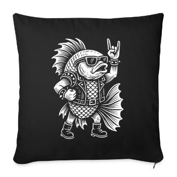 Métal Musique Rock Humour Guppy Fish - Housse de coussin décorative 45 x 45 cm - noir - Devant