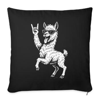 Métal Musique Lama Alpaga Drôle Rock Musique Lourd - Housse de coussin décorative 45 x 45 cm - noir - Devant