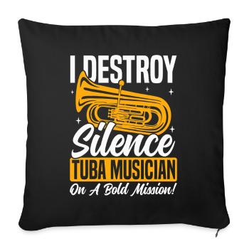 instruments à vent fanfare, tuba - Housse de coussin décorative 45 x 45 cm - noir - Devant