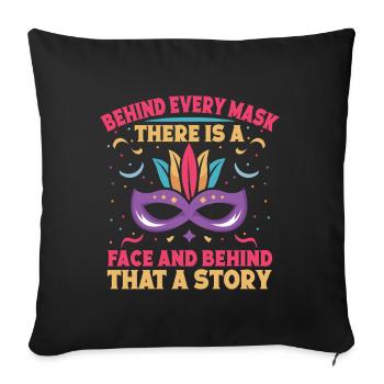Derrière chaque masque se cache une histoire, un artiste de cirque : cadeau - Housse de coussin décorative 45 x 45 cm - noir - Devant
