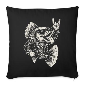 Rock Music, Funny Fish, Metal Music, Goldfish - Sofa pillowcase 17,3'' x 17,3'' (45 x 45 cm) - black - Front
