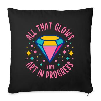 Diamond Painting Artist All That Glows In Progress - Sofa pillowcase 17,3'' x 17,3'' (45 x 45 cm) - black - Front