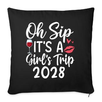 Oh Sip C’est un voyage entre filles 2028 - Housse de coussin décorative 45 x 45 cm - noir - Devant