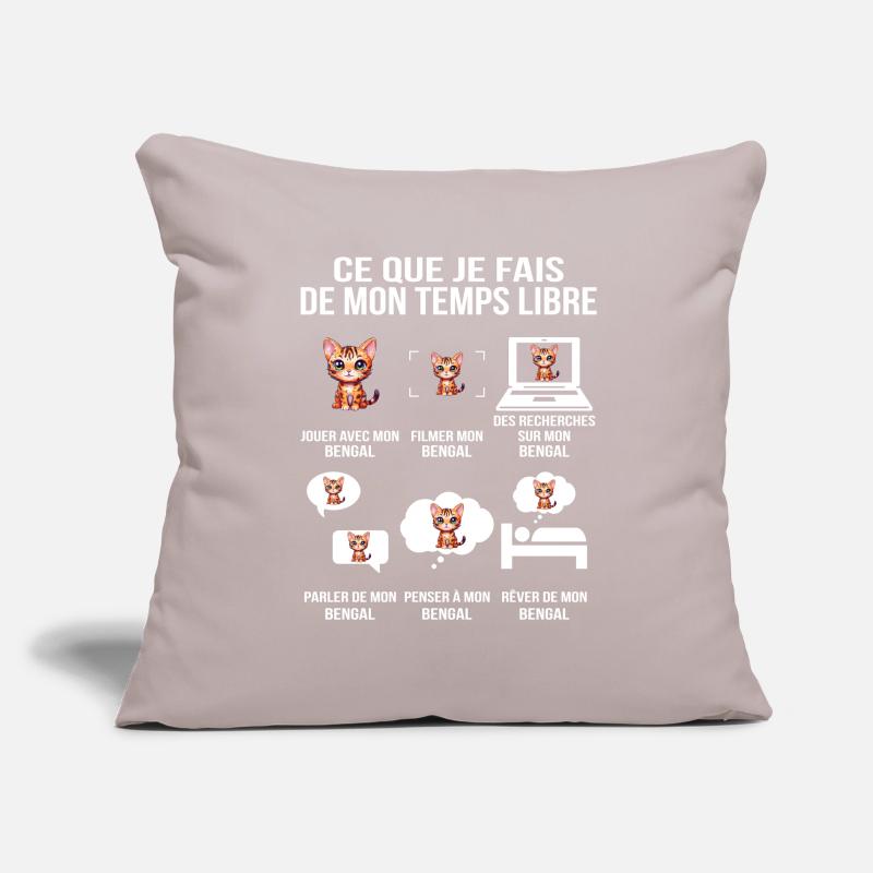 Ce que je fais de mon temps libre – Chat Bengal Housse de coussin décorative 45 x 45 cm