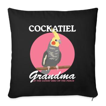 Cadeau propriétaire de l’oiseau calopsitte grand-mère - Housse de coussin décorative 45 x 45 cm - noir - Devant
