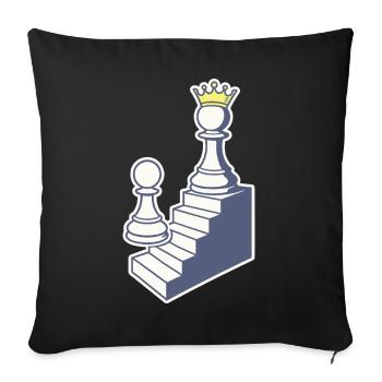Joueur d’échecs pion à dames Journey - Housse de coussin décorative 45 x 45 cm - noir - Devant