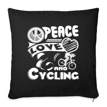 Cycling Peace Love Cycling - Sofa pillowcase 17,3'' x 17,3'' (45 x 45 cm) - black - Front
