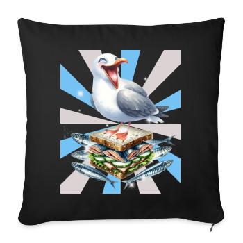 Reto Seagull Seagulls Sandwidsch Hareng - Housse de coussin décorative 45 x 45 cm - noir - Devant