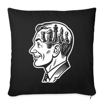 Joueur d’échecs cerveau pièces d’échecs - Housse de coussin décorative 45 x 45 cm - noir - Devant