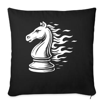 Chess Knight Flames Board Game - Sofa pillowcase 17,3'' x 17,3'' (45 x 45 cm) - black - Front