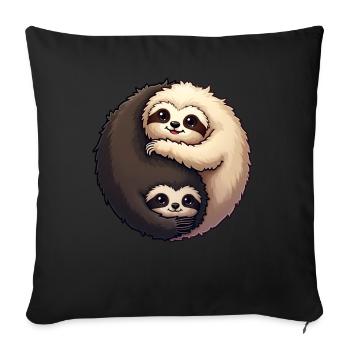 Yin Yang Paresseux - Housse de coussin décorative 45 x 45 cm - noir - Devant