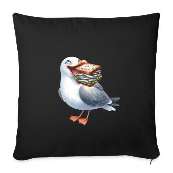 Mer du Nord Mer Baltique Mouette Mouettes Hareng maritime - Housse de coussin décorative 45 x 45 cm - noir - Devant