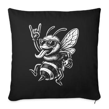 Rock Music Funny Heavy Metal Retro Bee Vibe - Sofa pillowcase 17,3'' x 17,3'' (45 x 45 cm) - black - Front