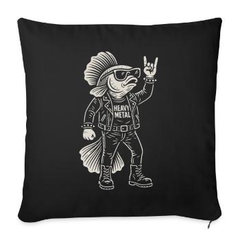 Heavy Metal Fish Rock Music Funny Goldfish - Sofa pillowcase 17,3'' x 17,3'' (45 x 45 cm) - black - Front