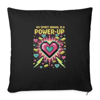 My Spirit Animal Is a Power-Up – Retro Gamer - Sofa pillowcase 17,3'' x 17,3'' (45 x 45 cm) - black - Front