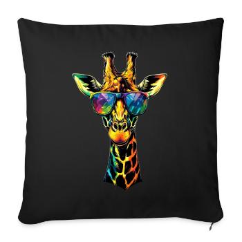 Girafe Afrique Amour Safari Nature sauvage Girafes mignonnes - Housse de coussin décorative 45 x 45 cm - noir - Devant