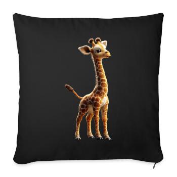 Girafe Afrique Amour Safari Nature sauvage Girafes mignonnes - Housse de coussin décorative 45 x 45 cm - noir - Devant