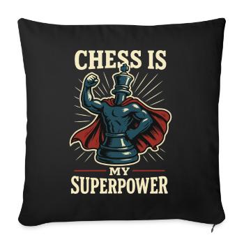 Les échecs sont mon super-pouvoir de joueur d’échecs drôle - Housse de coussin décorative 45 x 45 cm - noir - Devant