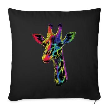 Girafe Afrique Amour Safari Nature sauvage Girafes mignonnes - Housse de coussin décorative 45 x 45 cm - noir - Devant