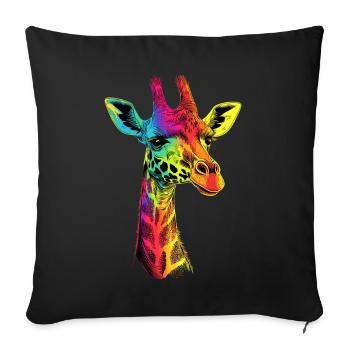Girafe Afrique Amour Safari Nature sauvage Girafes mignonnes - Housse de coussin décorative 45 x 45 cm - noir - Devant