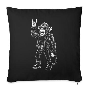 Rock Music Heavy Metal Monkey Retro Man Woman - Sofa pillowcase 17,3'' x 17,3'' (45 x 45 cm) - black - Front