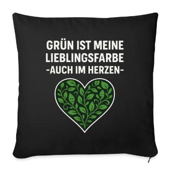 Le vert est ma couleur préférée de chemise en forme de cœur - Housse de coussin décorative 45 x 45 cm - noir - Devant