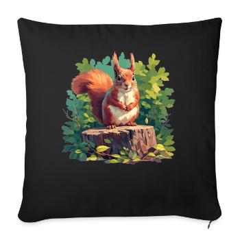 Squirrel - Sofa pillowcase 17,3'' x 17,3'' (45 x 45 cm) - black - Front