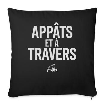 humour pêche Appâts et à travers cadeau pêcheur - Housse de coussin décorative 45 x 45 cm - noir - Devant