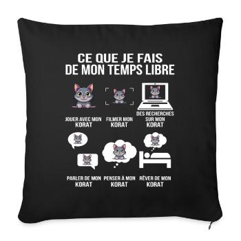 Ce que je fais de mon temps libre Korat - Housse de coussin décorative 45 x 45 cm - noir - Devant