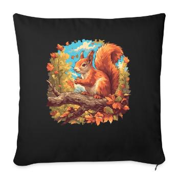 Squirrel - Sofa pillowcase 17,3'' x 17,3'' (45 x 45 cm) - black - Front