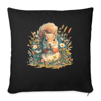 Squirrel - Sofa pillowcase 17,3'' x 17,3'' (45 x 45 cm) - black - Front