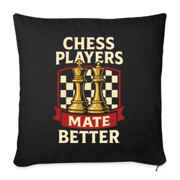 Joueur d’échecs échec et mat Meilleur humour échec et mat - Housse de coussin décorative 45 x 45 cm - noir - Devant