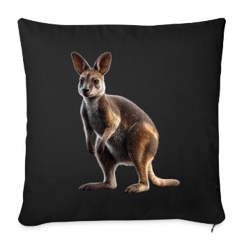 Wallaby Australia Outback Wild Sweet Kangaroo - Sofa pillowcase 17,3'' x 17,3'' (45 x 45 cm) - black - Front