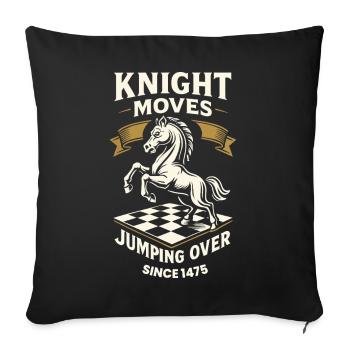 Le cavalier se déplace et saute par-dessus le joueur d’échecs - Housse de coussin décorative 45 x 45 cm - noir - Devant