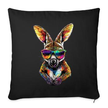 Wallaby Australia Outback Wild Sweet Kangaroo - Sofa pillowcase 17,3'' x 17,3'' (45 x 45 cm) - black - Front
