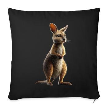 Wallaby Australia Outback Wild Sweet Kangaroo - Sofa pillowcase 17,3'' x 17,3'' (45 x 45 cm) - black - Front