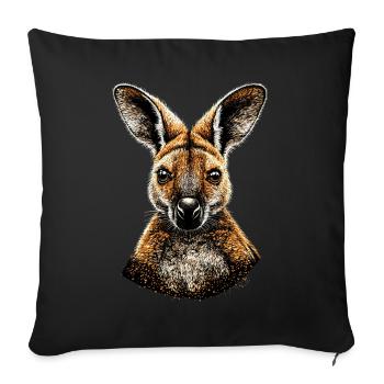 Wallaby Australia Outback Wild Sweet Kangaroo - Sofa pillowcase 17,3'' x 17,3'' (45 x 45 cm) - black - Front