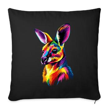 Wallaby Australia Outback Wild Sweet Kangaroo - Sofa pillowcase 17,3'' x 17,3'' (45 x 45 cm) - black - Front