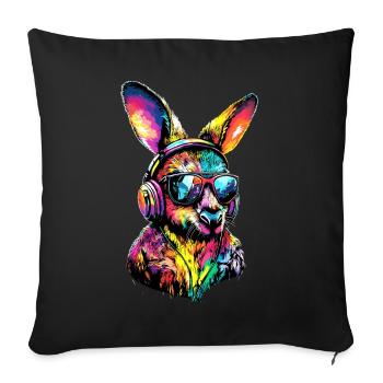 Wallaby Australia Outback Wild Sweet Kangaroo - Sofa pillowcase 17,3'' x 17,3'' (45 x 45 cm) - black - Front